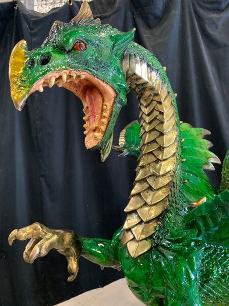 Bronze Dragon Sculpture Green High End Statue Large Scale Decor